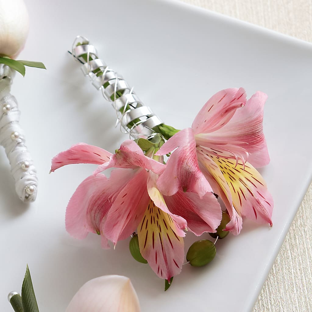 Pink Peruvian Lily Boutonniere – Ivory Hills Floral Designs, Keeling VA